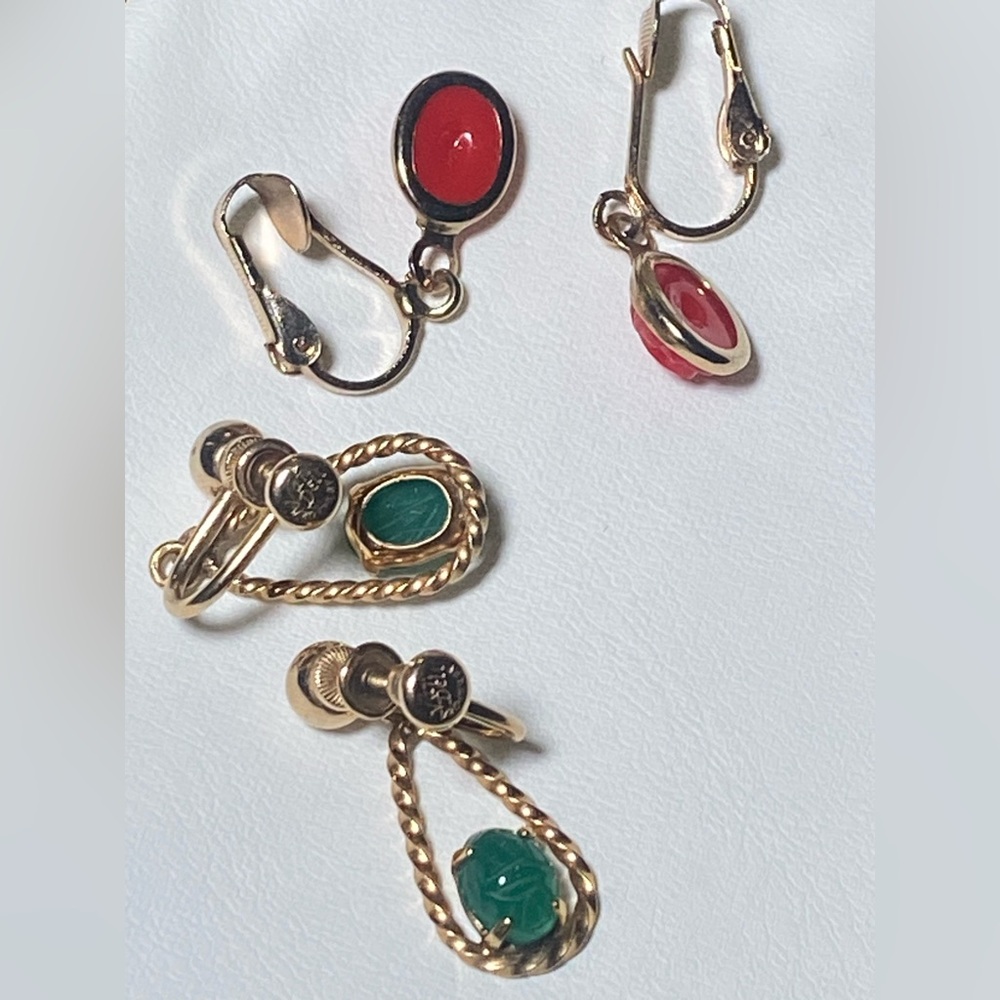 Vintage Van Dell Scarab Earrings - Picture 5 of 7